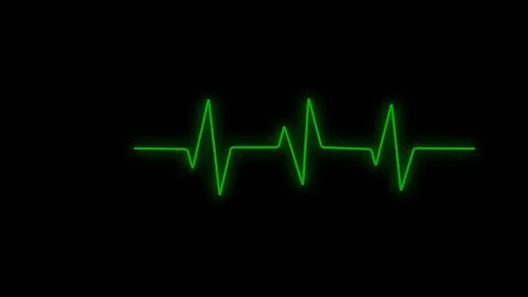 Green Electrocardiogram Line on Black Background Stock Illustration