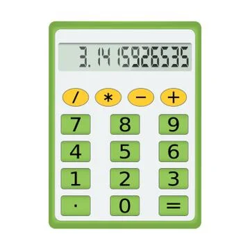Green electronic calculator on a white background Ilustração Stock