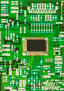 Green electronic circuit boad Stock Photos