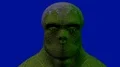 Green Elemental head 3D animation turn head and open eyes blue screen 4k or 4k+ Resolution