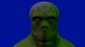 Green Elemental head 3D animation raise head and open eyes blue screen 4k or 4k+ Resolution