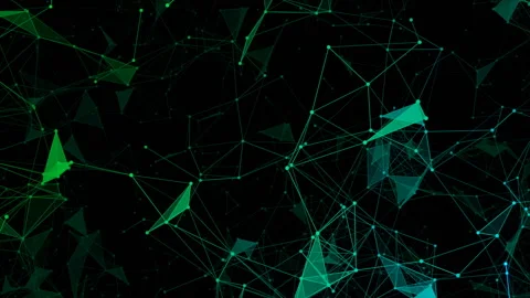 Green elements.Abstract space background, geometry surfaces, lines and points Stock Footage 95465631