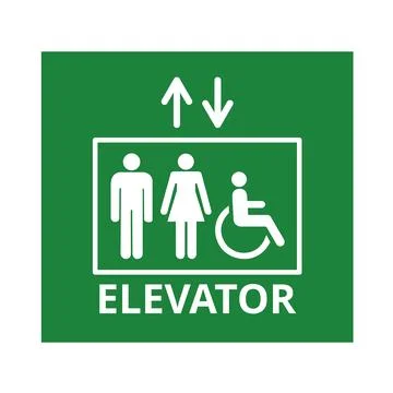 Green elevator sign on a white background Stockillustratie