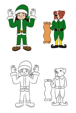 Green Elf Boy Dog Cartoon Character Stock Illustration