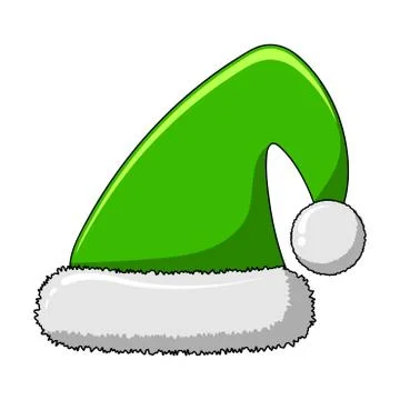 Green elf cap with white pom-pom. christmas vector isolated on white  for hol Illustrazione stock
