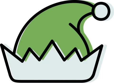 Green elf hat flat design holiday icon Stock Illustration