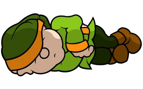 Green Elf Sleeping Stock Illustration