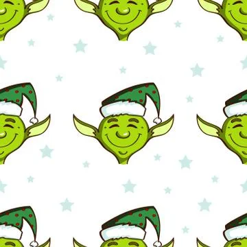 Green Elves Seamless Pattern Stock Illustration