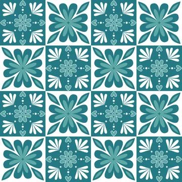 Green emerald ceramic tile mosaic square shape, color and moroccan arabic pat 스톡 일러스트