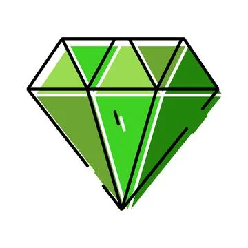 Green emerald diamond gem stone illustration Stock Illustration