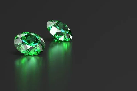 Green Emerald diamonds Gem placed on reflection background 3d rendering. Stock Photos