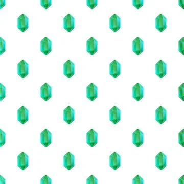 Green emerald gem crystal repeating seamless pattern background Stock Illustration