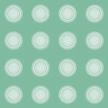 Green emerald seamless pattern with round wheel ornament for clothing design Stock Illustration