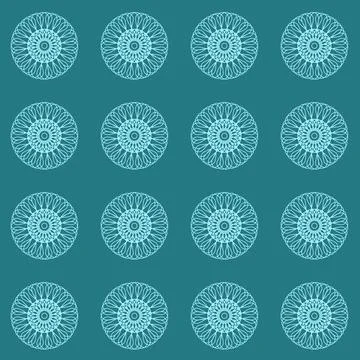 Green emerald seamless pattern with round wheel ornament, vector illustration Illustrazione stock