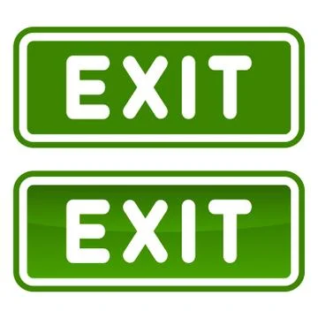 Green Emergency Exit Sign Set on White Background. Vector 스톡 일러스트