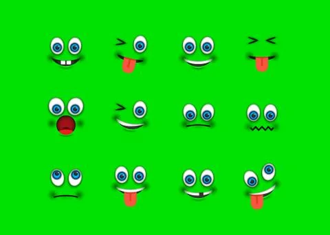 A green emoji set Stock Illustration