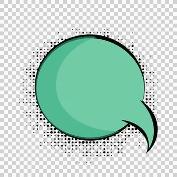 Green empty comic speech bubble with halftone dots design element transpare.. 库存插图
