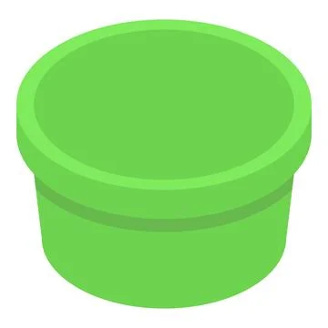 Green empty plastic container with lid open, isometric view Stock Illustration