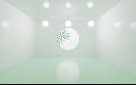 Green empty room, 3d rendering. Ilustración de archivo