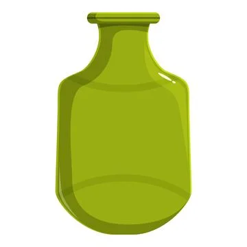 Green empty vase with narrow neck standing cartoon style Stock Illustration