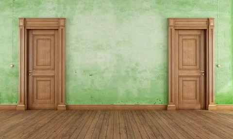 Green empty vintage room Stock Illustration