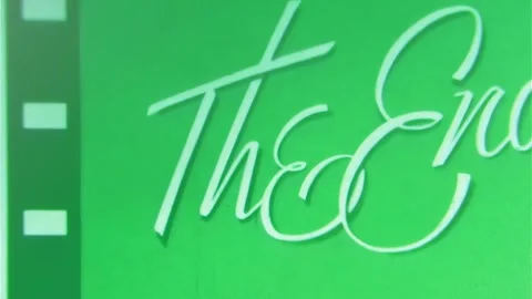GREEN The End Old Title Vintage Film Home Movie 8mm Retro Cinema Hollywood 8mm Stock Footage 321826937