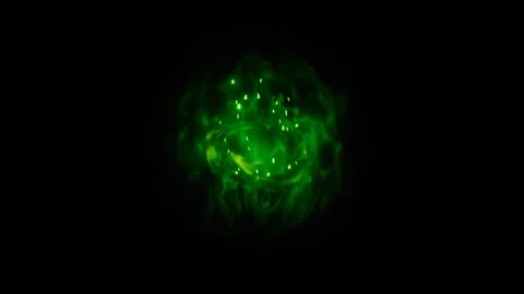 Green energy aura blink effect in black background Stock Footage 317531653