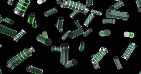 Green Energy Batteries falling slow motion - black Stock Footage 236401774