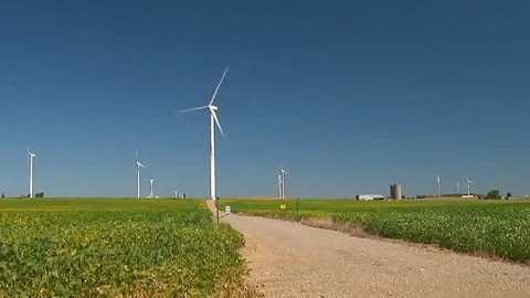 Green Energy Being Produced On Michigan's Rural Agricultural Farm Lands Stock Footage 109521780