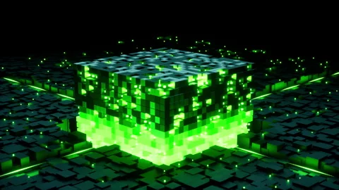 Green energy block forming high power digital core activation Stock Footage 320198533