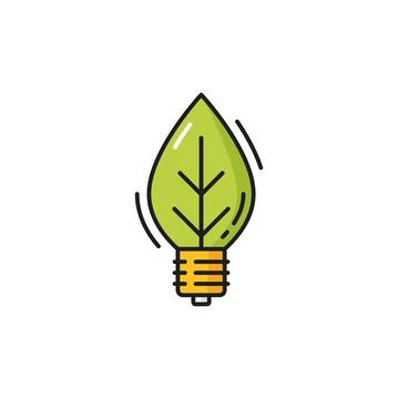 Green energy, bulb in shape of leaf, eco friendly Stock Illustration