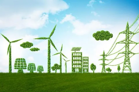 Green energy concept - 3d rendering Ilustración de archivo