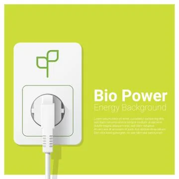 Green energy concept background with bio power and electric plug Stock Illustration