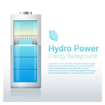 Green energy concept background with hydro energy charging battery Stock Illustration