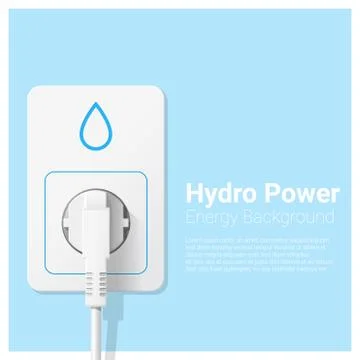 Green energy concept background with hydro power and electric plug Stock Illustration