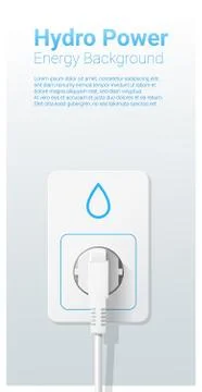 Green energy concept background with hydro power and electric plug Stock Illustration