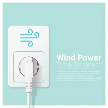 Green energy concept background with wind power and electric plug Stock Illustration