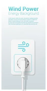 Green energy concept background with wind power and electric plug Stock Illustration