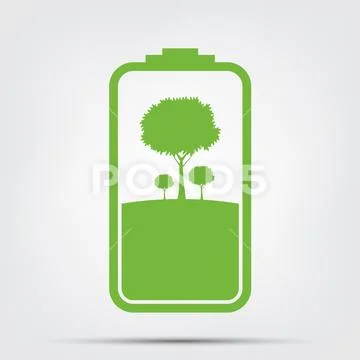 Green Energy Concept.Ecology Leaves Battery,vector illustration Stock Illustration
