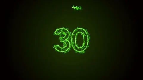 Green energy Countdown. Green fire counting down from thirty to zero on black. Stock Footage 79899271