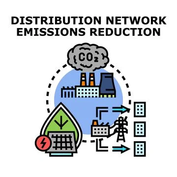Green energy distribution network reducing carbon emissions Ilustración de archivo