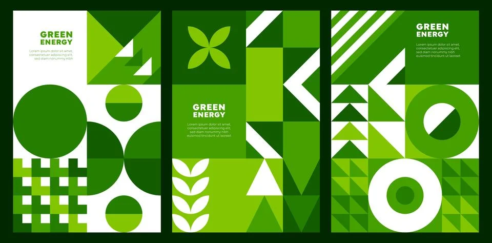 Green energy environment posters vector templates Stock Illustration