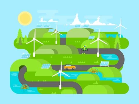 Green energy flat design Stock Illustration