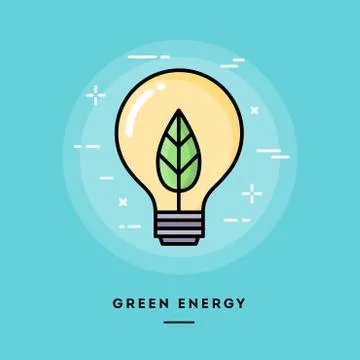 Green energy, flat design thin line banner Stock Illustration
