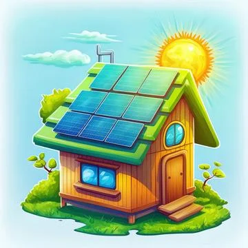 Green energy generated by solar panel Stock Illustration