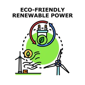 Green energy generating electricity using wind power technology Stock Illustration