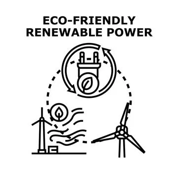Green energy generating electricity using wind power technology Stock Illustration