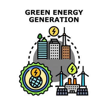 Green energy generation developing sustainable city landscape Ilustración de archivo