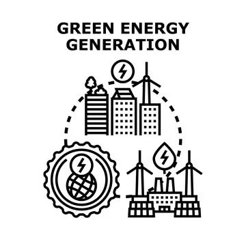 Green energy generation developing sustainable city landscape Ilustración de archivo
