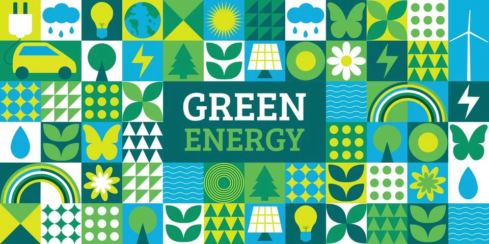 Green energy. Geometric pattern,background. Stock Illustration